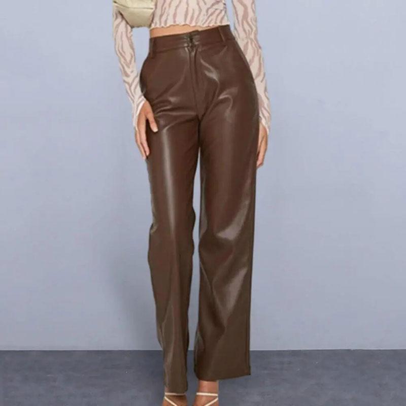送料無料２〜4日後到着 レザーパンツ レディース ステージ 舞台 演奏 合皮レザーブーツカットパンツ セクシーなブーツカットレザーパンツ S M L 黒 茶 |  | 04