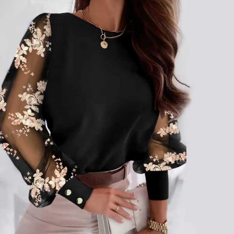 送料無料２〜4日後到着 演奏会 コーラス ブラウス フォーマル第九 入学式 社交ダンス ブラウス ジューゼットブラウス 袖シースルー地 カウス袖 赤 黒 ブルー |  | 03