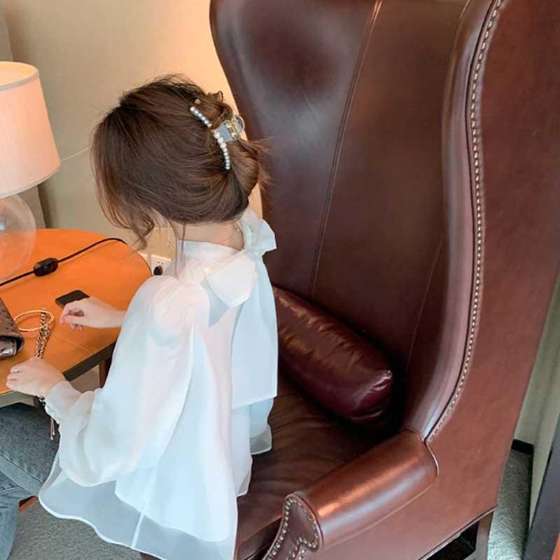 送料無料2〜4日後到着 演奏会 ブラウス コーラス ブラウス 第九 合唱衣装 長袖ブラウス 白 ローズピンク ＭからＸL オーガンジー総裏地付き 後ろリボン付き |  | 02