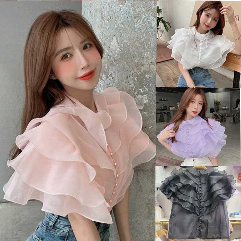 送料無料２〜4日後到着 演奏会 ブラウス コーラス 衣装 ブラウス フォーマル オーガンジー たっぷりフリルブラウス 15個の真珠ボタンが華やかです 4色 |  | 01