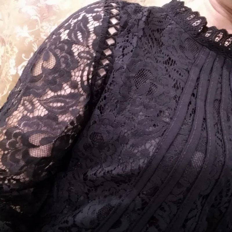 送料無料2〜4日後到着 演奏会 コーラス ブラウス 白 黒 第九 合唱衣装 白 黒 ＭからXLサイズ 総レーススタンド衿 身頃レース 裏地付き 1個ボタン かぶりタイプ |  | 05