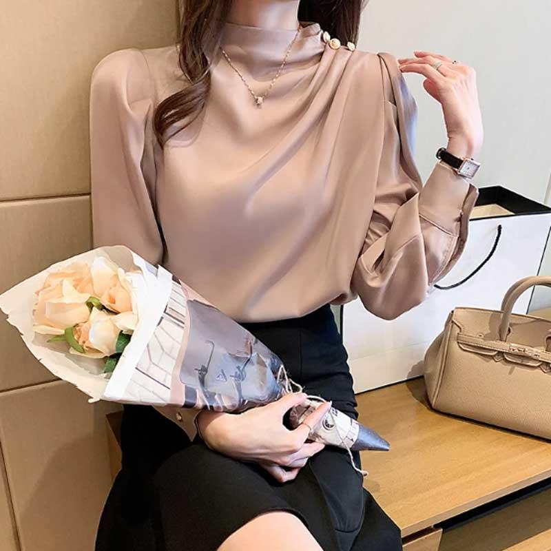 送料無料2〜4日後到着 演奏会 コーラス ブラウス 第九 合唱衣装 入学式 長袖ブラウス 白 黒 ベージュ Ｓ〜XXL ジョーゼット地 ボトルネック アームタック入り |  | 11