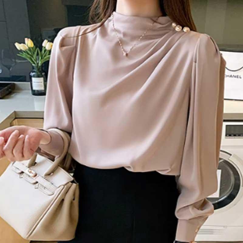 送料無料2〜4日後到着 演奏会 コーラス ブラウス 第九 合唱衣装 入学式 長袖ブラウス 白 黒 ベージュ Ｓ〜XXL ジョーゼット地 ボトルネック アームタック入り |  | 12