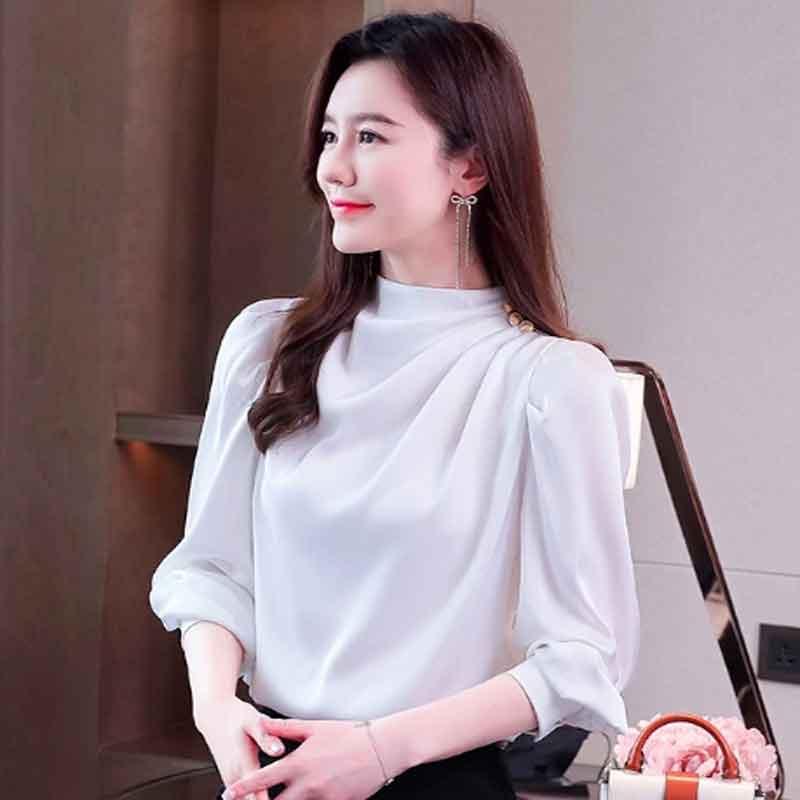 送料無料2〜4日後到着 演奏会 コーラス ブラウス 第九 合唱衣装 入学式 長袖ブラウス 白 黒 ベージュ Ｓ〜XXL ジョーゼット地 ボトルネック アームタック入り |  | 01