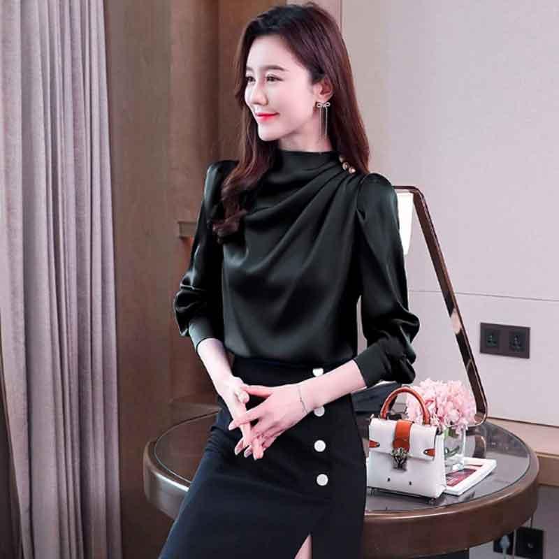 送料無料2〜4日後到着 演奏会 コーラス ブラウス 第九 合唱衣装 入学式 長袖ブラウス 白 黒 ベージュ Ｓ〜XXL ジョーゼット地 ボトルネック アームタック入り |  | 07