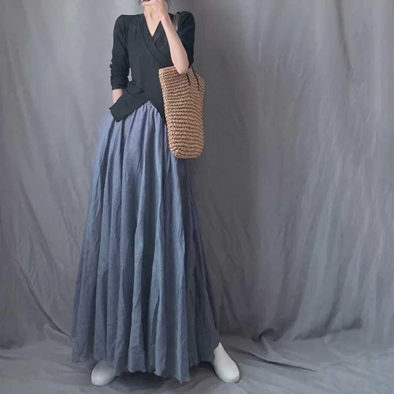 送料無料2〜3日で到着 演奏会 コーラス ロングスカート 黒 グレー 第九 合唱衣装 ロングスカート け廻したっぷりウエスト総ゴム  64cm〜94cmONEサイズ |  | 04