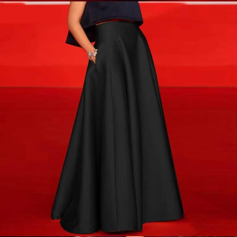 bakugai202601 演奏会 コーラス衣装 ロングスカート 第九 合唱衣装 黒 赤 サイズはＳ〜ＸＬまで対応 総丈は約105ｃｍ前後 すそ回り約350cm |  | 07