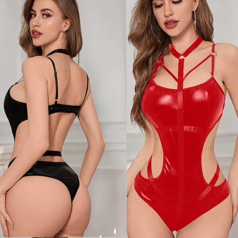 ボンテージ コスチューム レデース セクシー衣装 ソフトエナメル 楽器演奏 ステージ衣装 セクシーなデザイン 見せる下着 細身 M L XL 黒 赤 | 