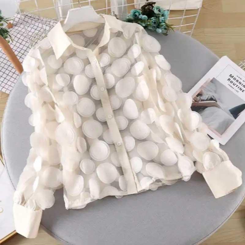 送料無料２〜３日後到着 演奏会 コーラス ブラウス 社交ダンス トップス 演奏会 シースルー地にパッチワーク ブラウス 長袖前開きボタンタイプ |  | 06