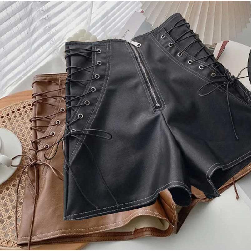 送料無料２〜3日後到着 レザーパンツ ショートパンツ 舞台 演奏 パンツ ステージ衣装 カラオケ衣装 レディースフェイクレザーショートパンツ S M L 黒 茶 | 