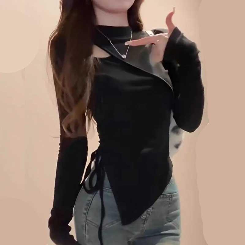 ダンス 衣装 トップス ヒップホップ カットソー 長袖tシャツ レディース 伸縮性抜群 カジュアルTシャツ 普段のおしゃれにも M L XL 黒 |  | 02