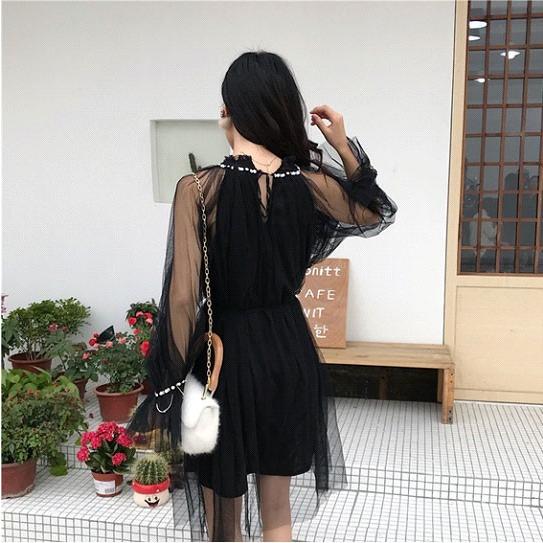 コーラス カラオケ 衣装 演奏会 パーティー コーラスドレス シースルー地ワンピース 首元 袖にスパンコール サイズを気にすることのない人気なデザインです 黒 Dr 衣装通販ウイングヤフー店 通販 Yahoo ショッピング