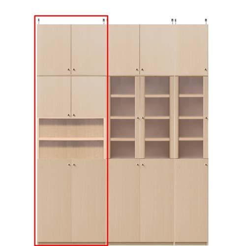 飾り棚付両開き扉 組立幅広本棚高さ２０８〜２１７ｃｍ幅８１〜９０ｃｍ奥行４０ｃｍ厚棚板（棚板厚2.5cm）本体棚扉サイズ:上扉52.5cm+下扉80.8cm
