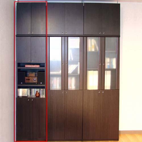 飾り棚付両開き扉 大容量深型木製収納棚高さ２３２〜２４１ｃｍ幅８１