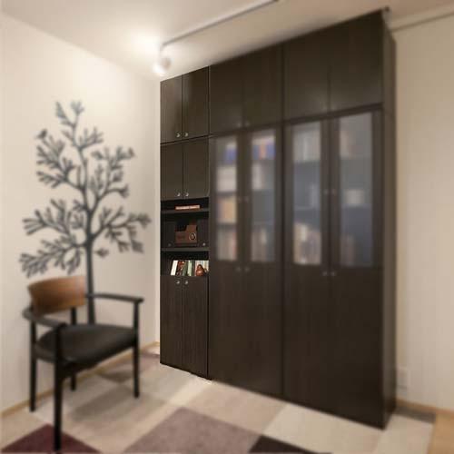 飾り棚付両開き扉 扉付き組立収納棚高さ２２６〜２３５ｃｍ幅４５〜５９ｃｍ奥行４６ｃｍ厚棚板（棚板厚2.5cm）本体棚扉サイズ:上扉72.5cm+下扉41.5cm