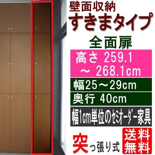消耗品縦長ラック扉付 収納棚 高さ259．1〜268．1cm幅25