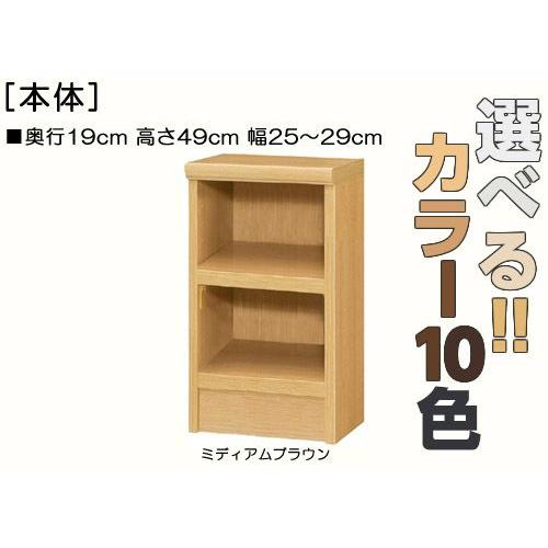 隙間本棚 高さ４９ｃｍ幅２５〜２９ｃｍ奥行１９ｃｍ厚棚板（棚板厚み2.5cm）コミックラック 棚移動可 台所棚片付け