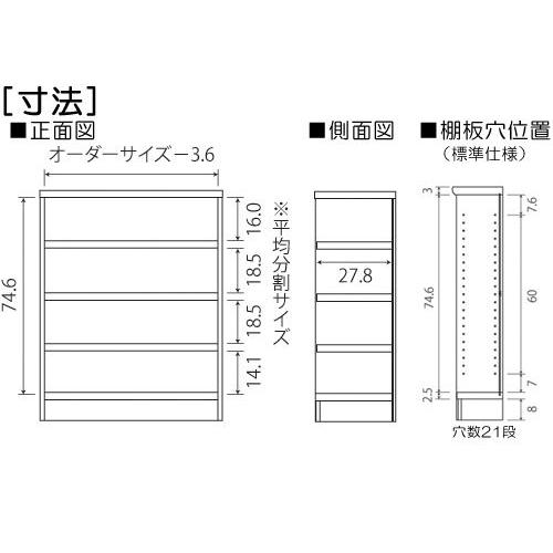 壁面本棚 高さ８８．１ｃｍ幅６０〜７０ｃｍ奥行３１ｃｍ厚棚板（棚板厚み2.5cm）雑誌ラック 1cm単位オーダー ロビー棚片付け｜wing1｜03