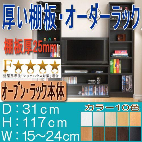 リビング隙間収納 高さ１１７ｃｍ幅１５〜２４ｃｍ奥行３１ｃｍ厚棚板（棚板厚み2.5cm）ブルーレイラック サイズ　オーダー 廊下シェルフ片付け_1