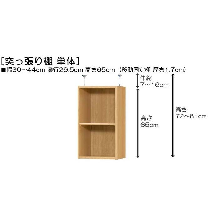 上置きラック 上棚(高さ調整可) 標準タイプ 高さ７２〜８１ｃｍ幅３０〜４４ｃｍ奥行２９．５ｃｍ(本体奥行３１ｃｍ用)｜wing1｜02