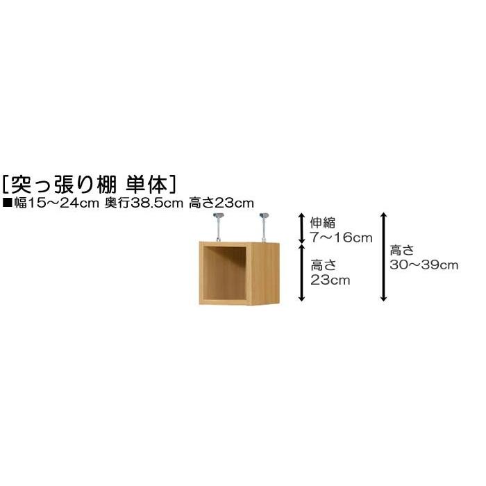 天井突っ張り収納 上棚(高さ調整可) 標準タイプ 中深 高さ３０〜３９ｃｍ幅１５〜２４ｃｍ奥行３８．５ｃｍ(本体奥行４０ｃｍ用)｜wing1｜02