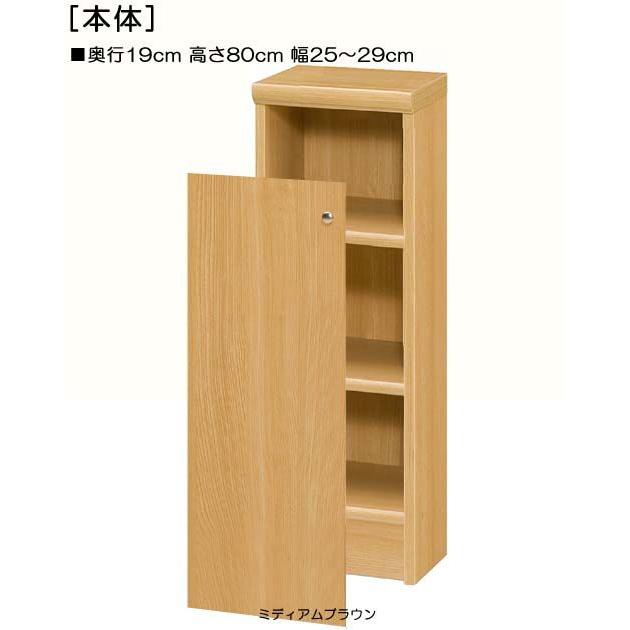 全面扉CD収納 高さ80cm幅25〜29cm奥行19cm 片開き(左