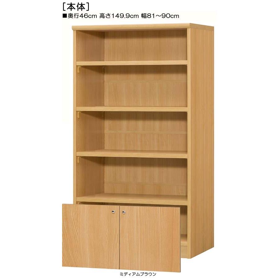 下部扉 オフィス書庫 高さ１４９．９ｃｍ幅８１〜９０ｃｍ奥行４６ｃｍ厚棚板（棚板厚み2.5cm） 下扉高さ41.5cm シリーズ本収納 塾の画像