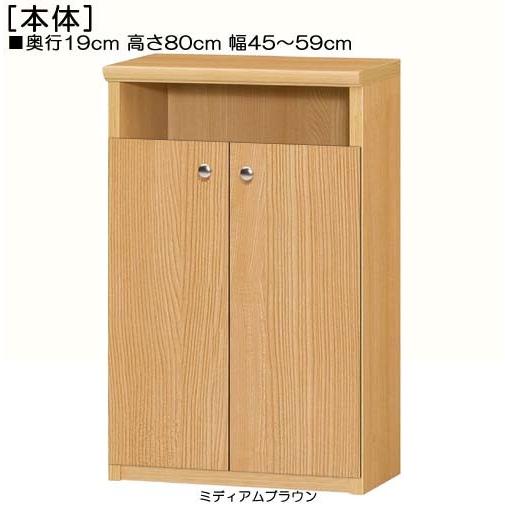 下部扉 カウンター下収納 高さ８０ｃｍ幅４５〜５９ｃｍ奥行１９ｃｍ厚棚板（棚板厚み2.5cm） 下扉高さ62.6cm カップラック ウォークインクローゼット