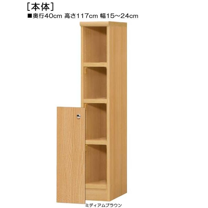 下部扉 マガジンラック 高さ１１７ｃｍ幅１５〜２４ｃｍ奥行４０ｃｍ厚棚板（棚板厚み2.5cm） 下扉高さ62.6cm 絵本収納 子供部屋の画像