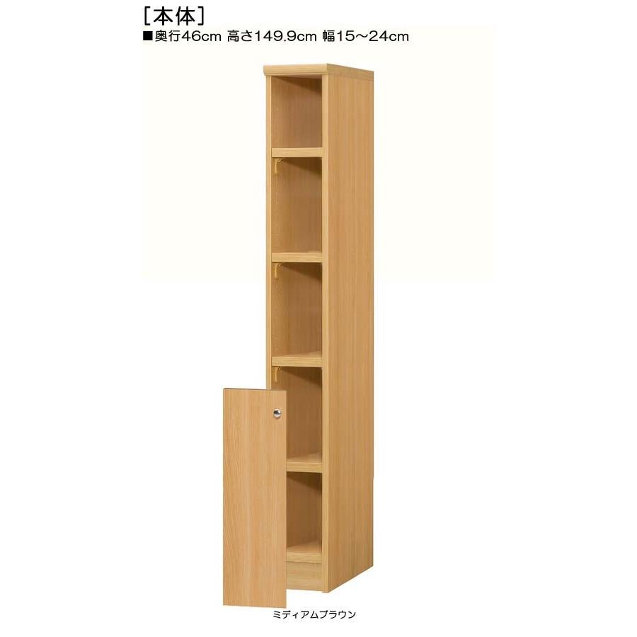 下部扉 隙間収納 高さ１４９．９ｃｍ幅１５〜２４ｃｍ奥行４６ｃｍ厚棚板（棚板厚み2.5cm） 下扉高さ62.6cm DVD収納 ランドリー |  | 01