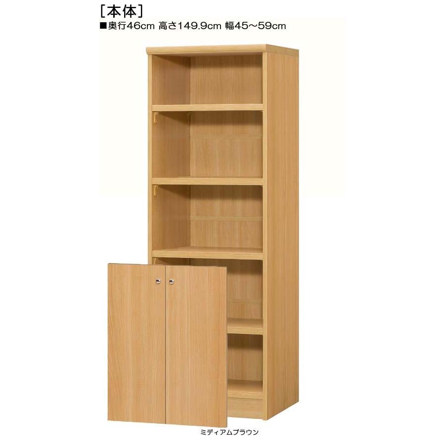 下部扉 オフィス書庫 高さ１４９．９ｃｍ幅４５〜５９ｃｍ奥行４６ｃｍ厚棚板（棚板厚み2.5cm） 下扉高さ62.6cm 食器シェルフ 勉強部屋 |  | 01