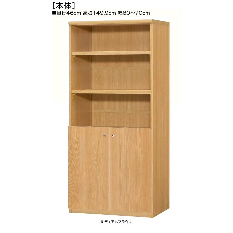 下部扉 オフィス書庫 高さ１４９．９ｃｍ幅６０〜７０ｃｍ奥行４６ｃｍ厚棚板（棚板厚み2.5cm） 下扉高さ62.6cm 飾りシェルフ ダイニング | 