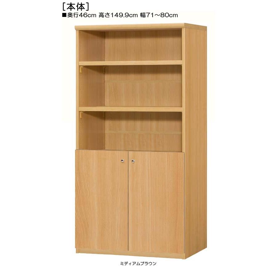 下部扉 オフィス書庫 高さ１４９．９ｃｍ幅７１〜８０ｃｍ奥行４６ｃｍ厚棚板（棚板厚み2.5cm） 下扉高さ62.6cm 教材家具 リビング | 