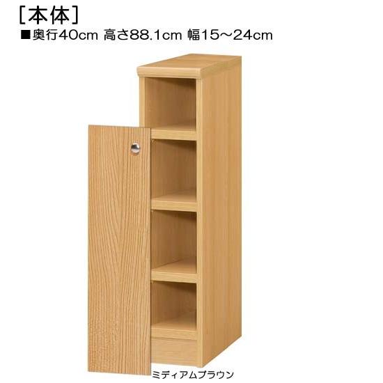 下部扉 マガジンラック 高さ８８．１ｃｍ幅１５〜２４ｃｍ奥行４０ｃｍ厚棚板（棚板厚み2.5cm） 下扉高さ72.5cm 雑貨ラック キッチンの画像