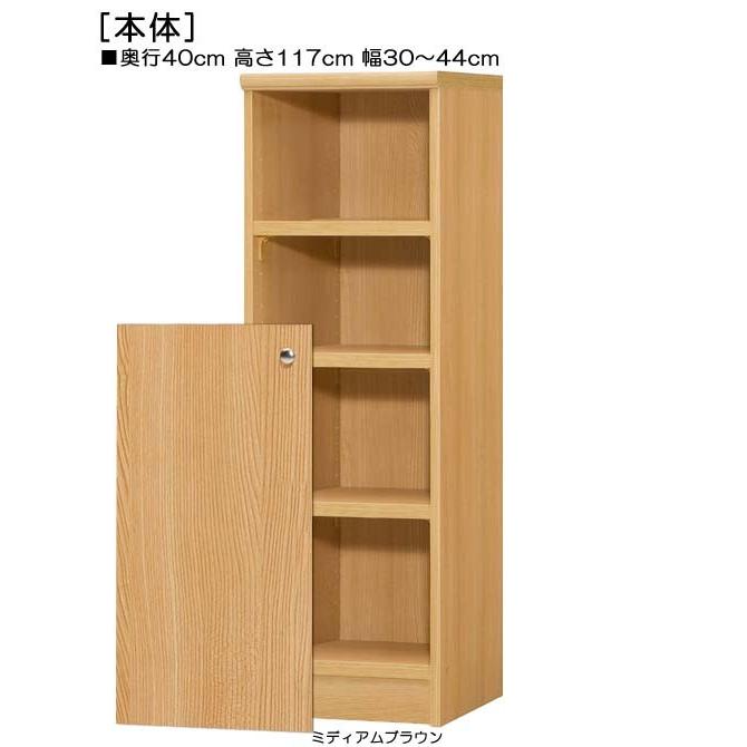下部扉 マガジンラック 高さ１１７ｃｍ幅３０〜４４ｃｍ奥行４０ｃｍ厚棚板（棚板厚み2.5cm） 下扉高さ72.5cm カップ収納 図書室の画像