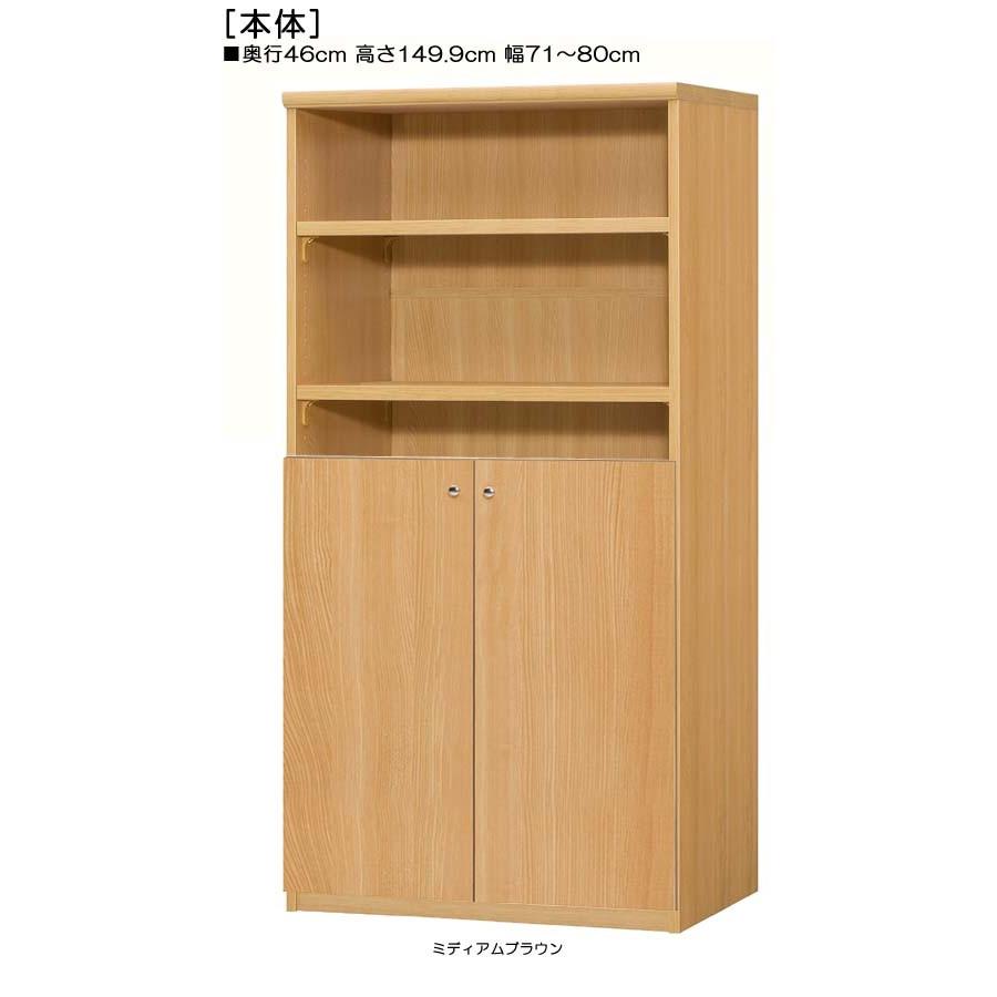 下部扉 オフィス書庫 高さ１４９．９ｃｍ幅７１〜８０ｃｍ奥行４６ｃｍ厚棚板（棚板厚み2.5cm） 下扉高さ80.8cm 漫画家具 トイレ