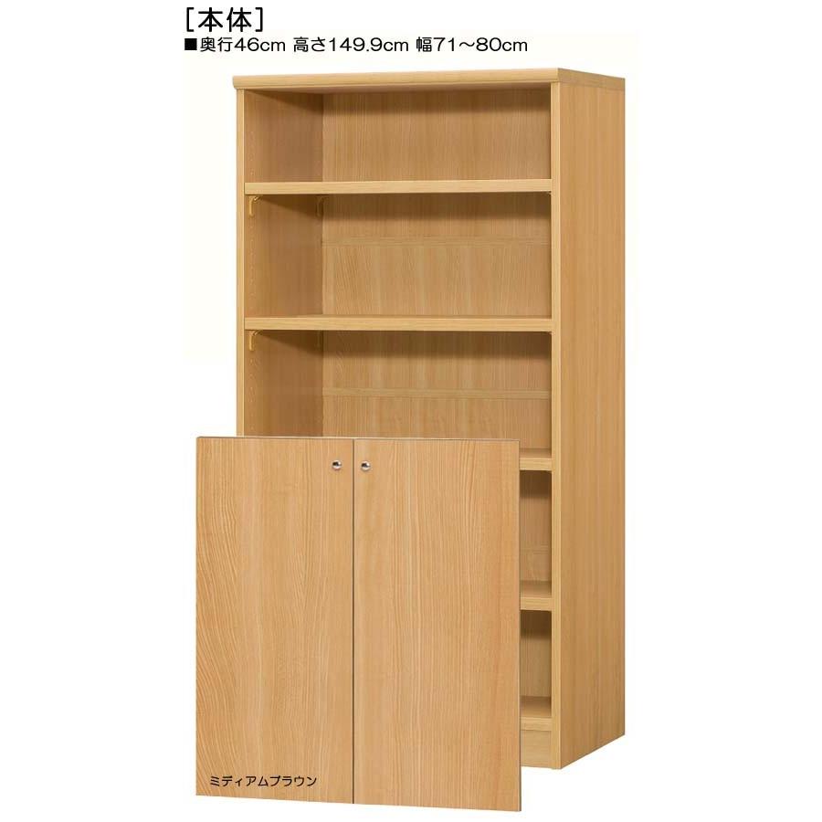 下部扉 オフィス書庫 高さ１４９．９ｃｍ幅７１〜８０ｃｍ奥行４６ｃｍ厚棚板（棚板厚み2.5cm） 下扉高さ80.8cm 漫画家具 トイレの画像