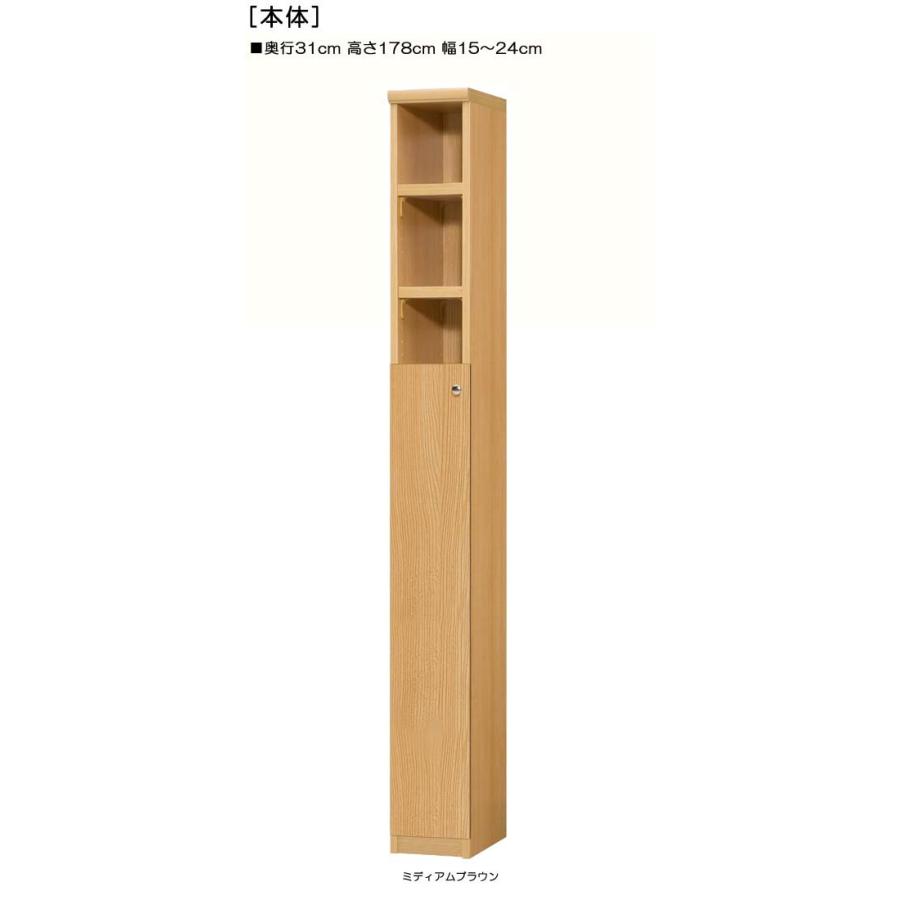 下部扉 リビング隙間収納 高さ１７８ｃｍ幅１５〜２４ｃｍ奥行３１ｃｍ厚棚板（棚板厚み2.5cm） 下扉高さ109.5cm 全集ラック 集会所