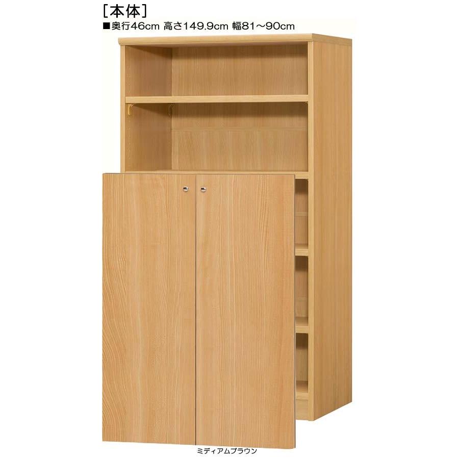 下部扉 オフィス書庫 高さ１４９．９ｃｍ幅８１〜９０ｃｍ奥行４６ｃｍ厚棚板（棚板厚み2.5cm） 下扉高さ109.5cm 教科書棚 客室の画像
