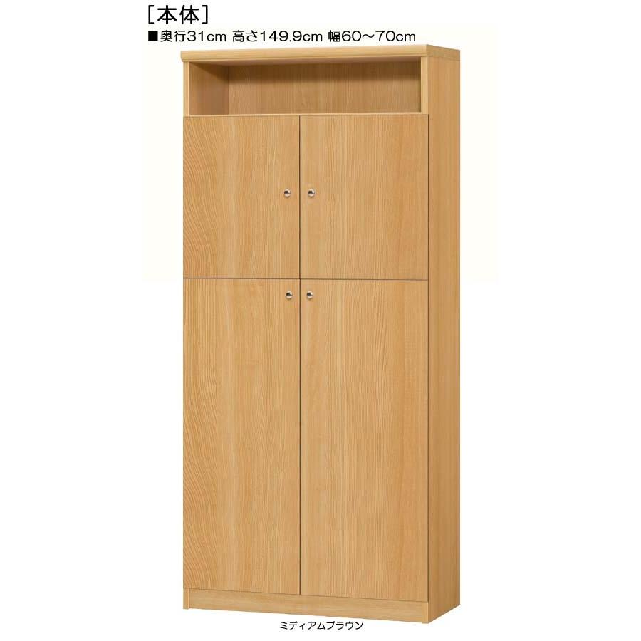下部扉 壁面本棚 高さ１４９．９ｃｍ幅６０〜７０ｃｍ奥行３１ｃｍ厚棚板（棚板厚み2.5cm） 下扉高さ127.3cm 教科書家具 デスク周り