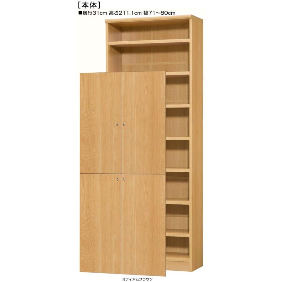 下部扉 壁面書庫 高さ２１１．１ｃｍ幅７１〜８０ｃｍ奥行３１ｃｍ厚棚板（棚板厚み2.5cm） 下扉高さ170.2cm レコード家具 学校_1