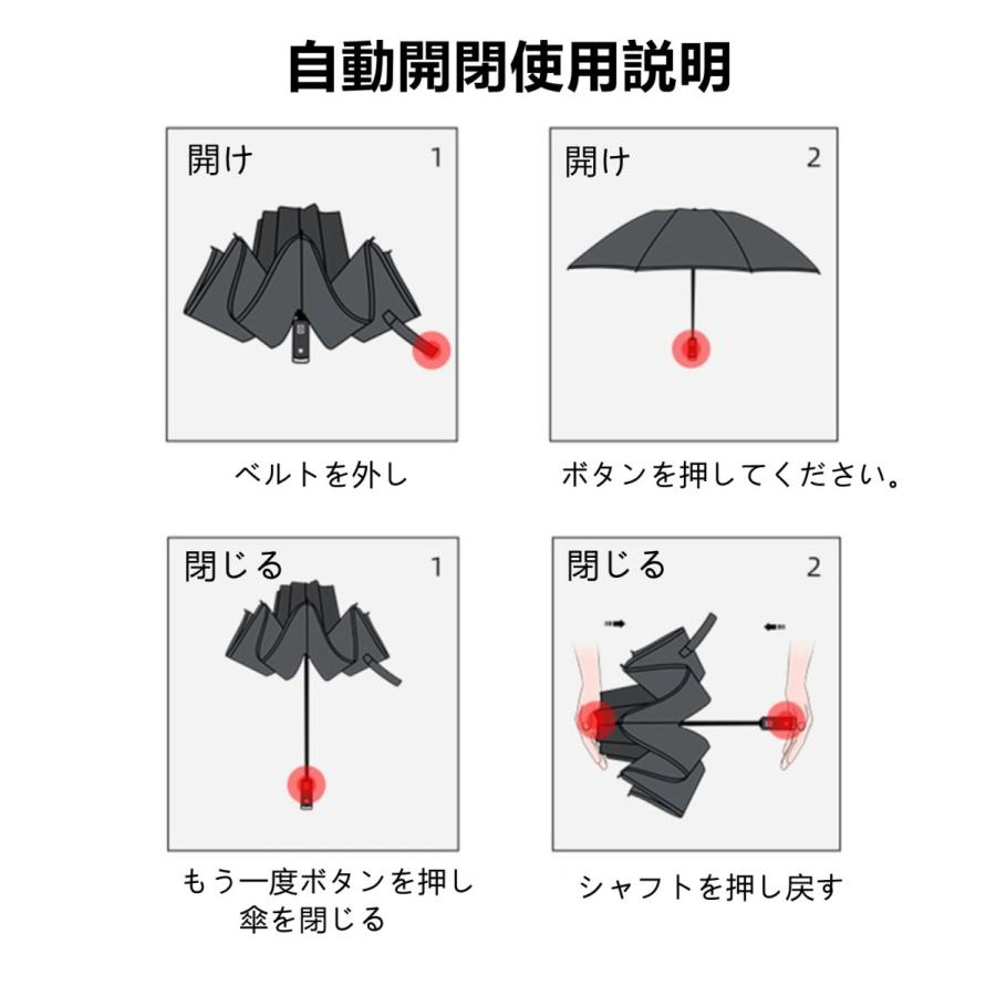 「新色入荷！クーポンで2380円」雨傘 折りたたみ傘 大きい 撥水 晴雨兼用 12本骨 自動開閉 uvカット 逆さ傘 折り畳み傘 耐風 男女兼用 ワンタッチ 日傘 梅雨対策 | DeliToo | 25