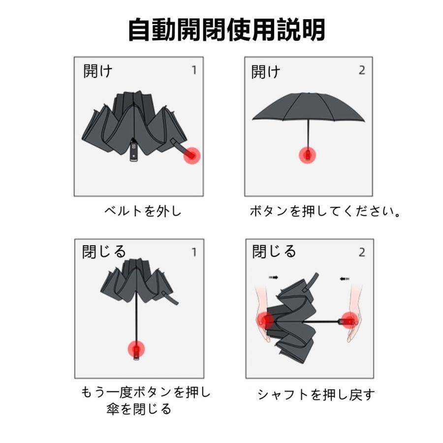 雨傘 折りたたみ傘 大きい 撥水 晴雨兼用 12本骨 自動開閉 uvカット 逆さ傘  折り畳み傘 耐風 男女兼用 ワンタッチ 傘 日傘 梅雨対策 新生活 応援｜wingchokuei｜25