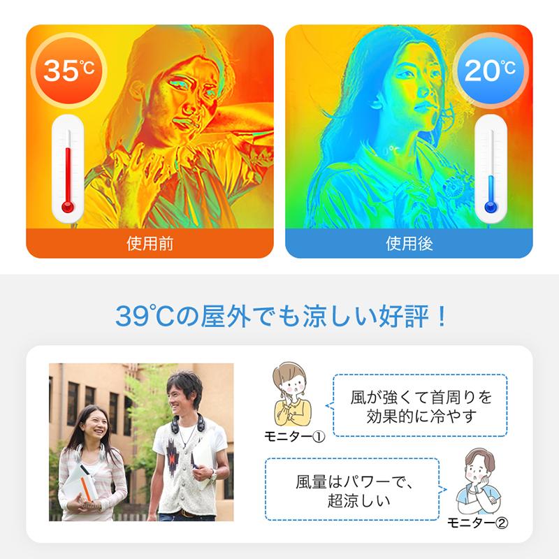 【クーポンで2780円】首掛け扇風機 扇風機 最新型 首かけ扇風機 携帯扇風機 冷却 ネッククーラー 静音 羽なし 軽量 接触冷感 3段階 熱中症対策 USB充電 | MONOYOI | 10