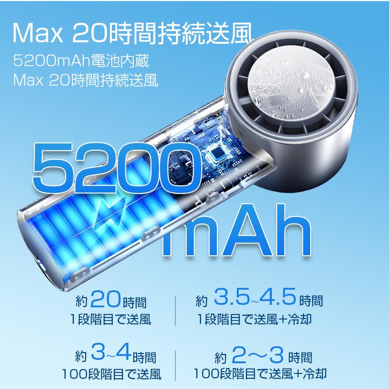 ハンディファン 冷却プレート付き　5200ｍAh 携帯扇風機 高速暴風 ハンディ扇風機  充電式 冷却プレート LCD表示 扇風機 手持ち扇風機 『100段階風量』ハンディ ファン クーラー 卓上扇風機  ミニ扇風機 クーポンで2880円」ハンディファン 携帯扇風機 100段階風量 冷却