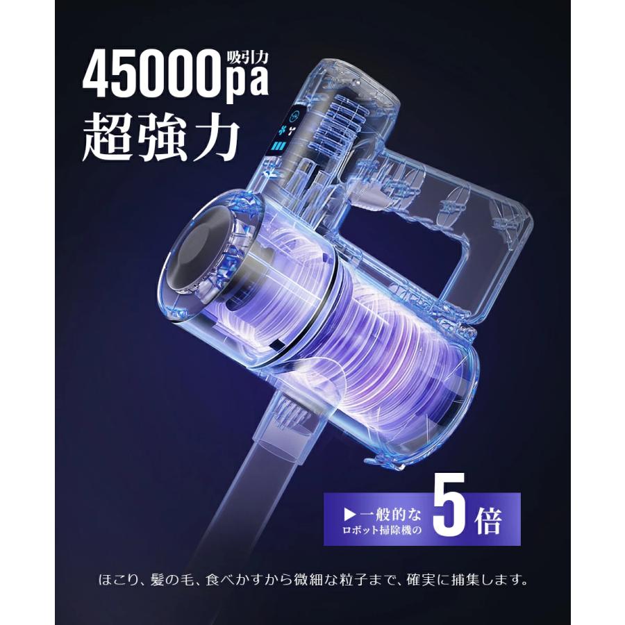 「クーポンで6980円」最新型 掃除機 コードレス 45000Pa吸引力 45分連続稼働 体感0.5kg軽量 HEPAフィルター LCD液晶ディスプレイ ハンディ掃除機 低騒音 | Joyhouse | 09