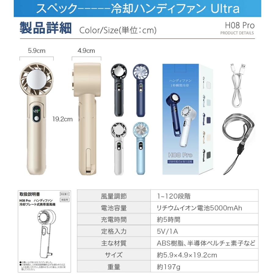 「2点購入で1点あたり1,380円」ハンディファン 携帯扇風機 冷却プレート 120段階 5000mAh 6000mAh クーラー 強風 冷却モード 扇風機 小型扇風機 ハンディ扇風機 | YUGOR | 32