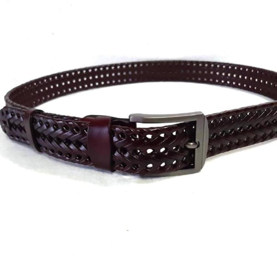 メッシュベルト メンズ レディース メッシュ ベルト 本革 牛革 ゴルフ カジュアル 学生 編み込み バックル 父の日 プレゼント | ブランド登録なし | 18