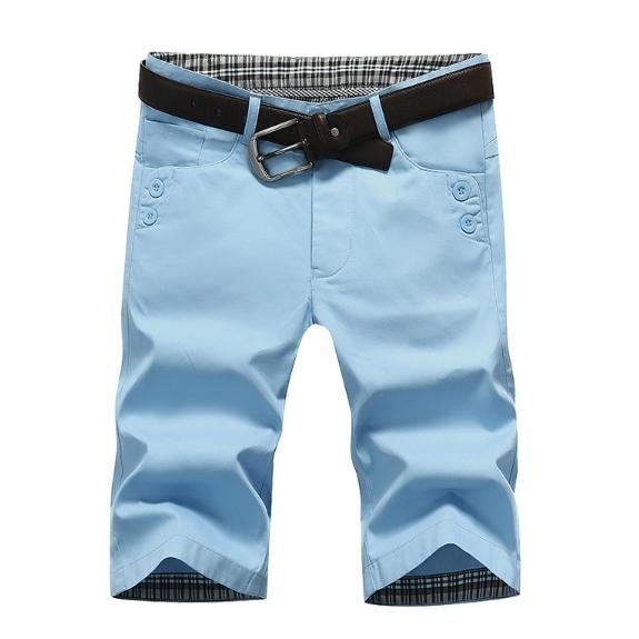 ゴルフウェア メンズ 夏 ハーフパンツ 七分丈 膝下 ゴルフパンツ 半ズボン 無地 白 赤 スカイブルー おしゃれ 春 秋 | ブランド登録なし | 01