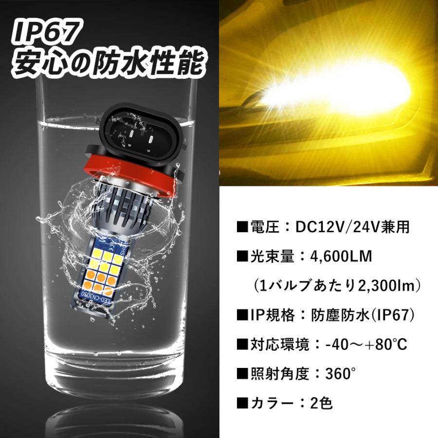 LED フォグランプ 二色切替 カラーチェンジ 4300LM 4形状有　5カラータイプ有 H8/H9/H11/H16  HB4 HB3 H3 ホワイト イエロー ライムグリーン ブルー 12V 24V |  | 02
